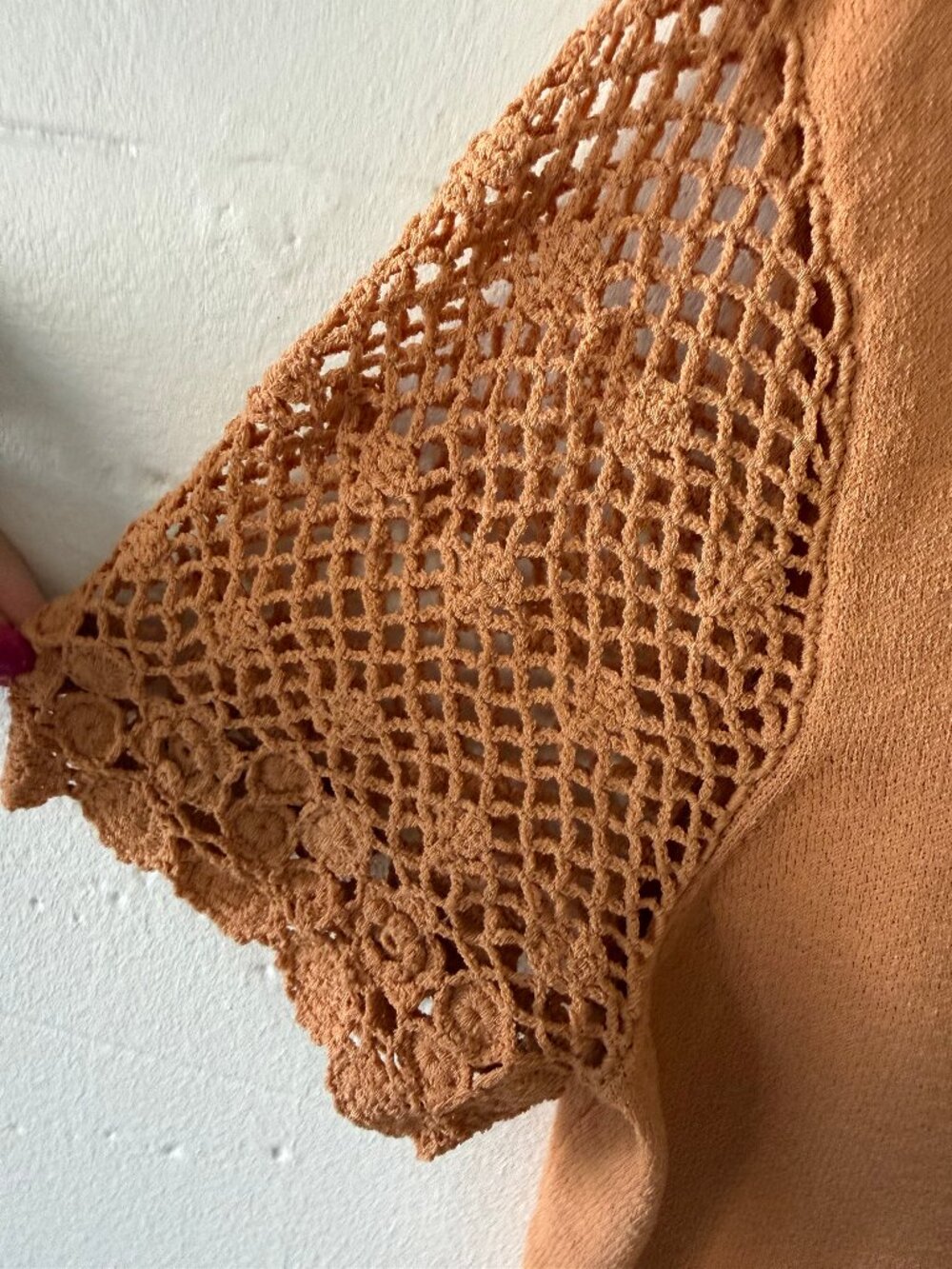 Anne Klein | Crochet Boho Short Sleeve Cardigan | Small - Picture 2 of 9